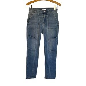 Kut from the Kloth Reese Ankle Straight Jeans Cargo Utility Pocket Blue Denim 4